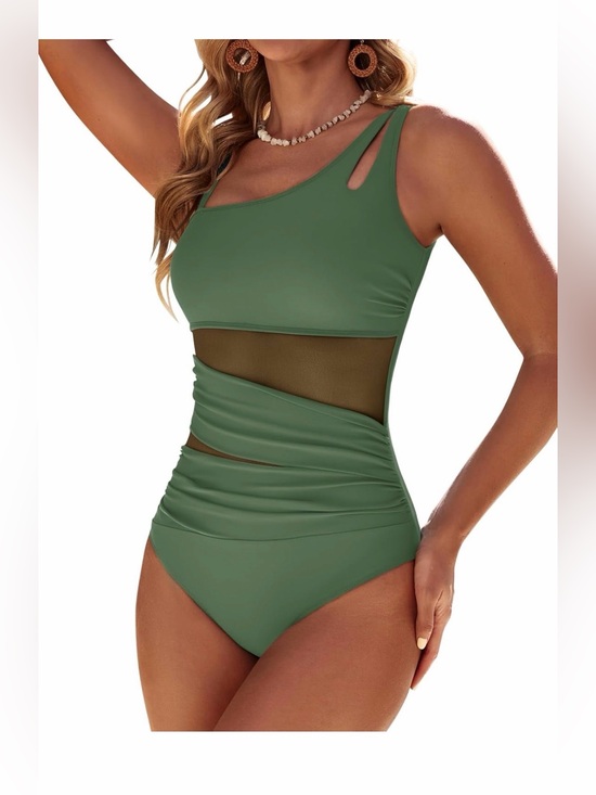 Other - 🆕 Mesh One Piece Swimsuits Ruched Tummy Control Bathing Suit